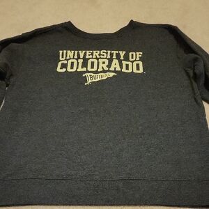 League Men's Crewneck Sweater - Dark Gray. Triblend Sweats Tag.